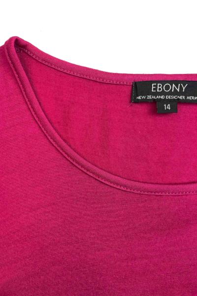 EBONY_WOMEN'S 100% MERINO WOOL (210) A-LINE SCOOP LONG SLEEVE TOP DAHLIA _ _ Ebony Boutique NZ