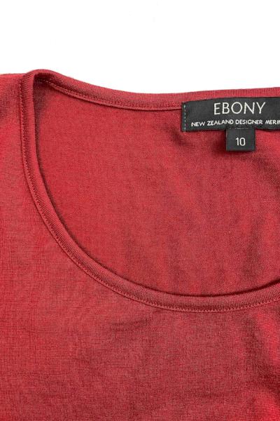 EBONY_WOMEN'S 100% MERINO WOOL (210) A-LINE SCOOP LONG SLEEVE TOP EMBER _ _ Ebony Boutique NZ
