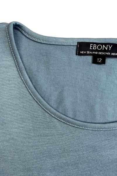 EBONY_WOMEN'S 100% MERINO WOOL (210) A-LINE SCOOP LONG SLEEVE TOP ICEBERG _ _ Ebony Boutique NZ