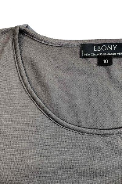 EBONY_WOMEN'S 100% MERINO WOOL (210) A-LINE SCOOP LONG SLEEVE TOP MOCHA _ _ Ebony Boutique NZ
