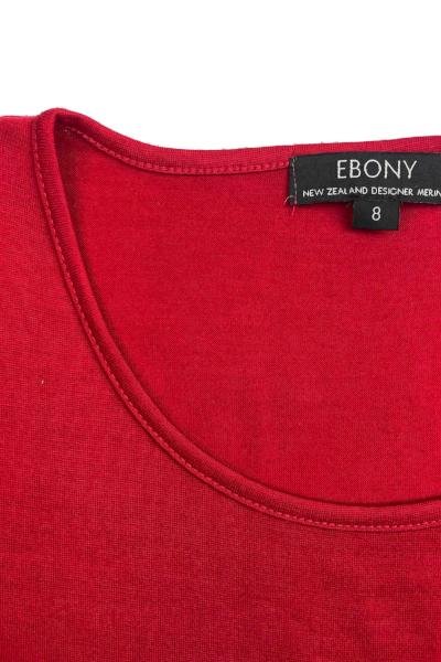 EBONY_WOMEN'S 100% MERINO WOOL (210) A-LINE SCOOP LONG SLEEVE TOP RUBY _ _ Ebony Boutique NZ
