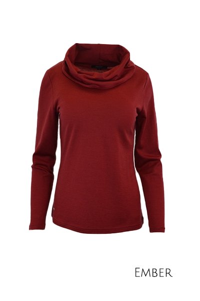 Long Sleeve 100% Merino Cowl Neck (Ember) Women's Clothing NZ