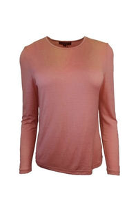 EBONY_WOMEN'S 100% MERINO WOOL (210) LONG SLEEVE SATIN CREW TOP BRICK _ _ Ebony Boutique NZ