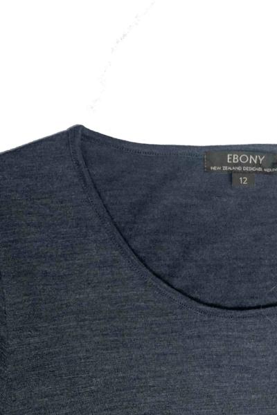 EBONY_WOMEN'S 100% MERINO WOOL (210) A-LINE SCOOP LONG SLEEVE TOP ORION _ _ Ebony Boutique NZ