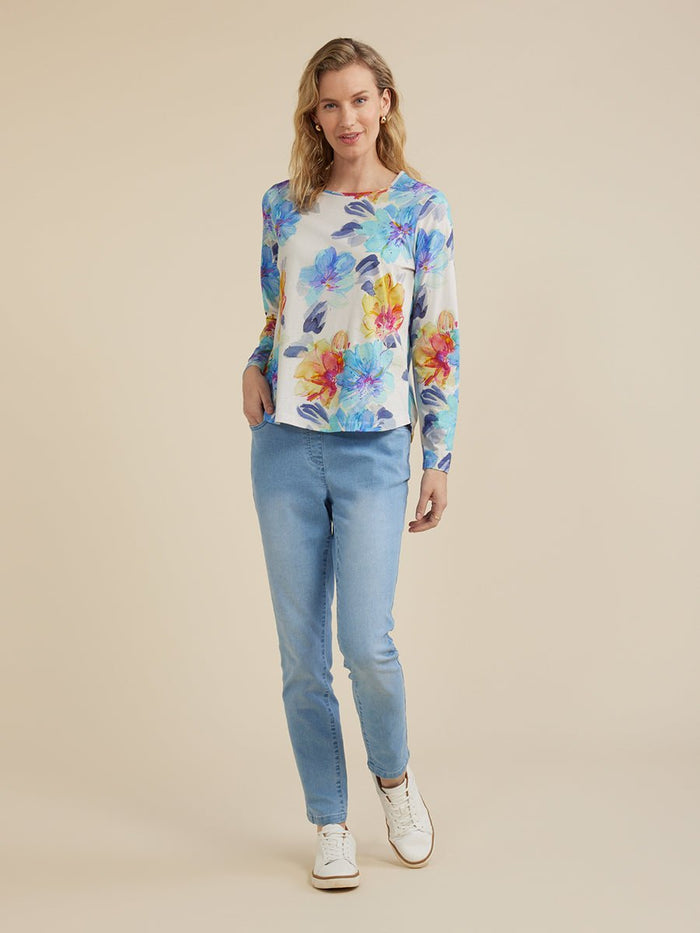 YARRA TRAIL_BRUSHED FLORAL PRINT TEE _ BRUSHED FLORAL PRINT TEE _ Ebony Boutique NZ