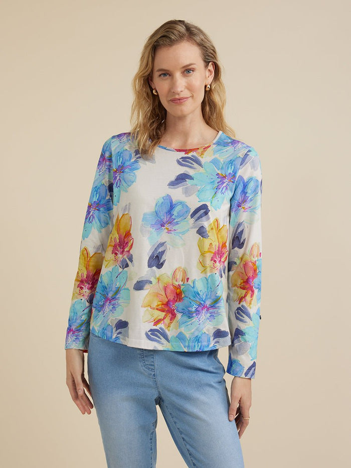 YARRA TRAIL_BRUSHED FLORAL PRINT TEE _ BRUSHED FLORAL PRINT TEE _ Ebony Boutique NZ